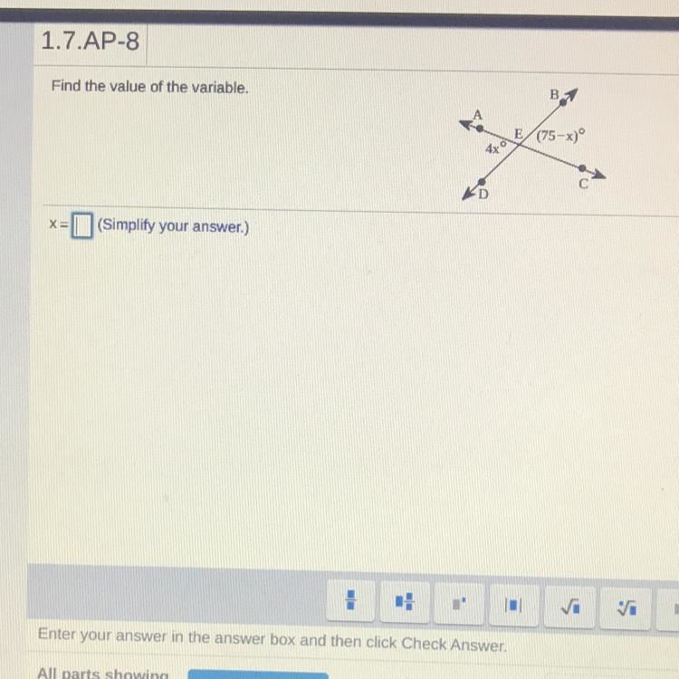 Find the value of the variable. X=-example-1