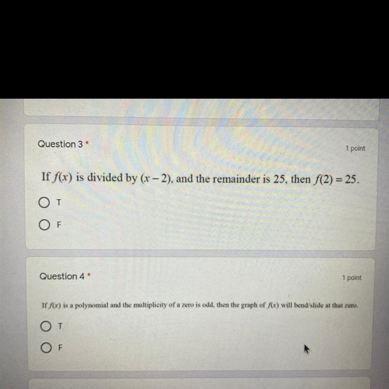 Questions 3 and 4 True or false-example-1