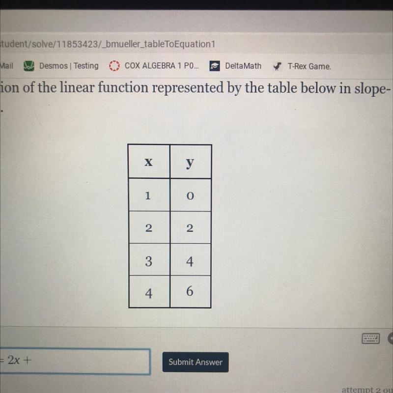 i need the question and help understand. i got the y=2x+ part but other than that-example-1