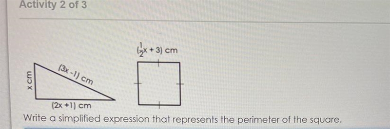 Please make a simplified expression for both shapes!!-example-1