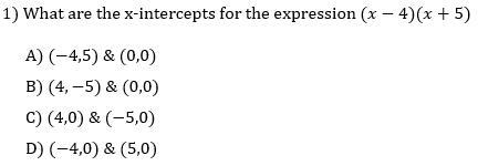 What are the x-intercepts for the expression (x-4)(x+5)-example-1