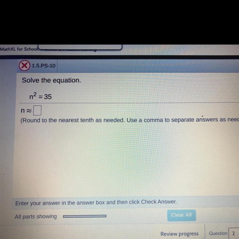 Solve the equation. m^2 = 35-example-1