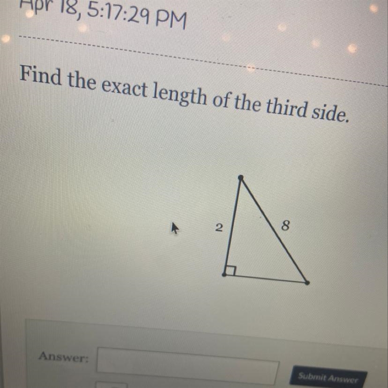 Find the exact length of the third side.-example-1