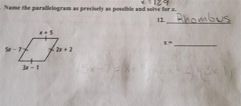 I already named the shape I just need help solving for x​-example-1