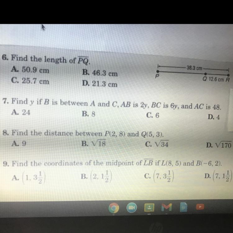 Find the coordinates of the midpoint of LB if L(8,5) and B(-6,2) 10 points!!!-example-1