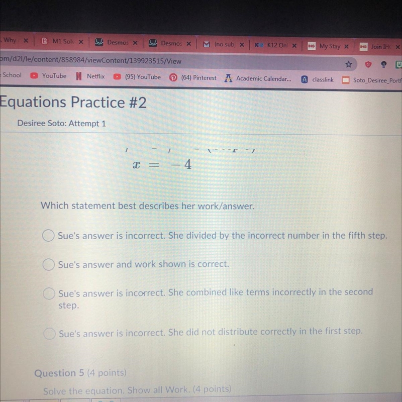 Sue solved an equation below. Check her work.-example-1