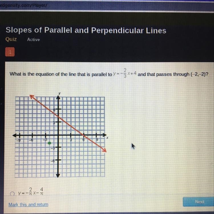 I need help plzzzz!!!!!!!!:) A. y=-2/3x-4/3 B. y= - 2/3x-10/3 C. y= -2/3x-2/3 D. y-example-1