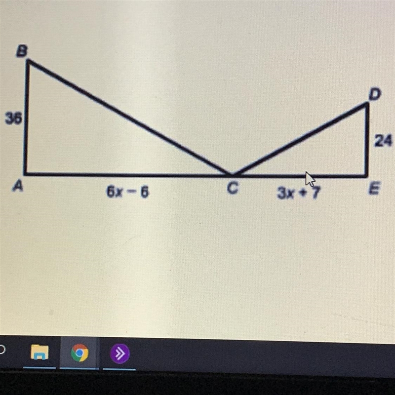 TRIANGLE ABC~EDC What is the value of x?-example-1