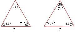 The triangles shown below must be congruent. True or false-example-1