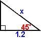 Find x in this 45°-45°-90° triangle. x=-example-1