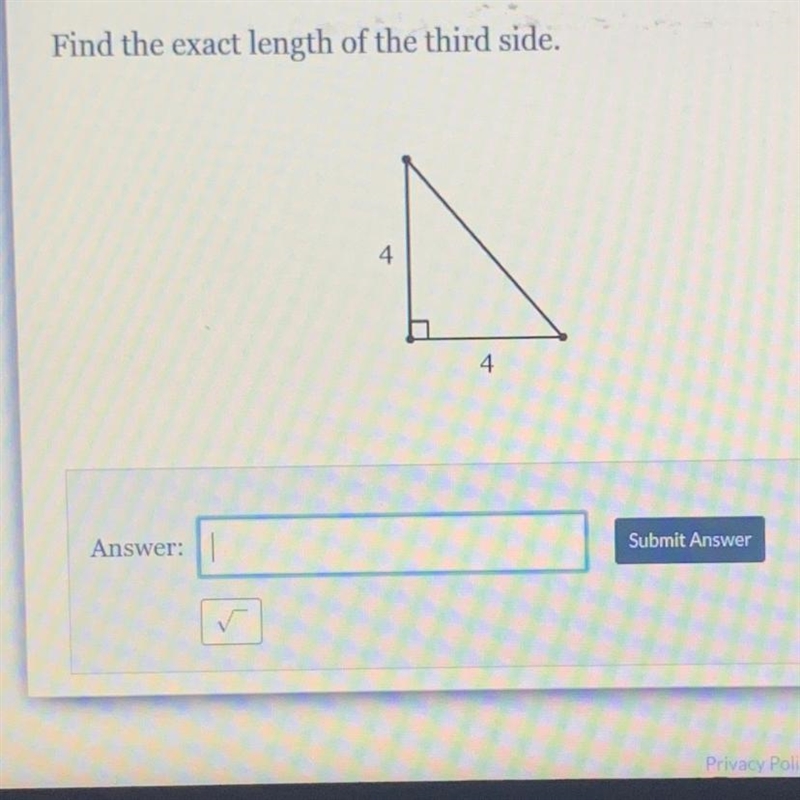 Find the exact length of the third side.-example-1