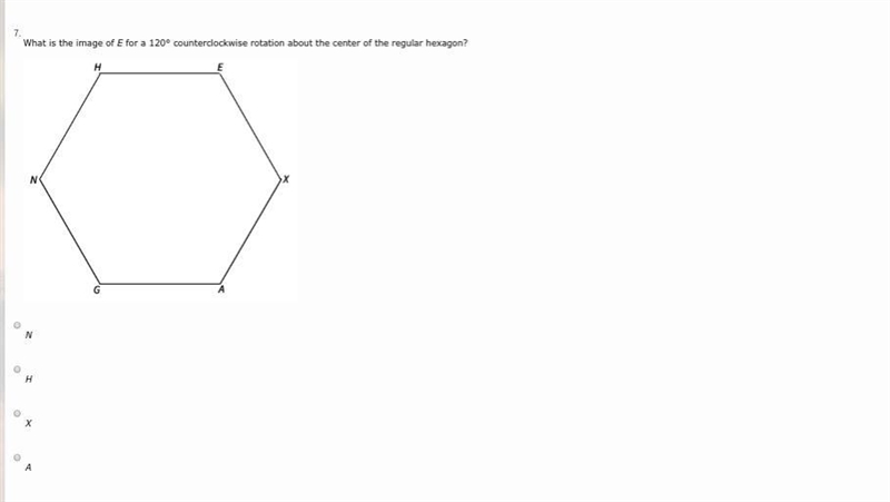 What is the image of E for a 120° counterclockwise rotation about the center of the-example-1