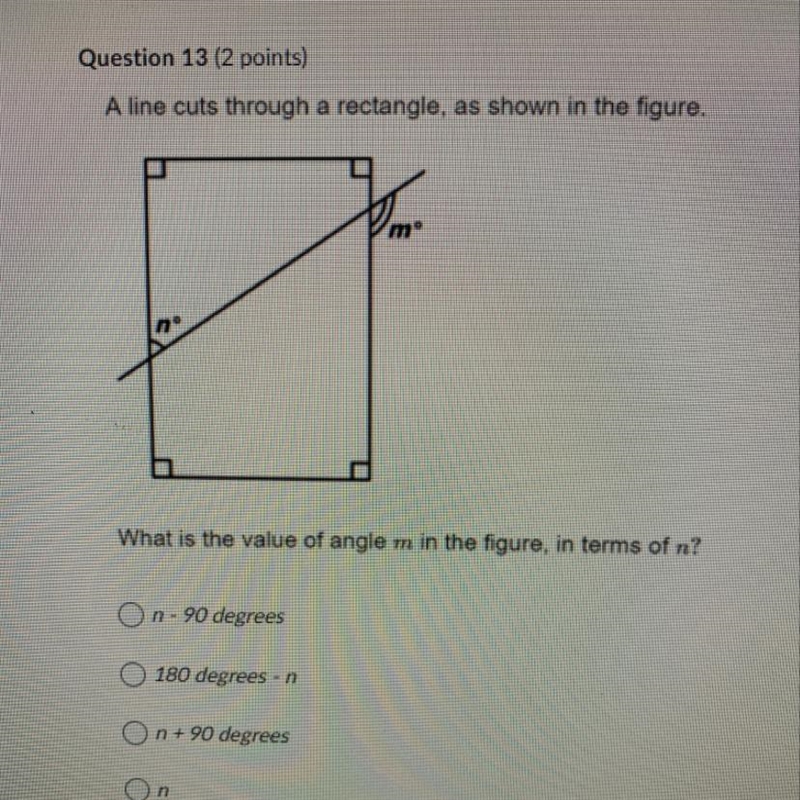 What is the value of angle m in the figure, in terms of n?-example-1