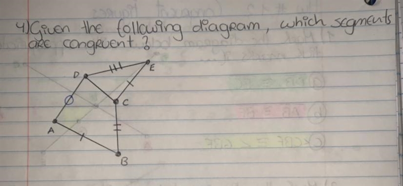 Given the following diagram, which Segments are congruent ?-example-1