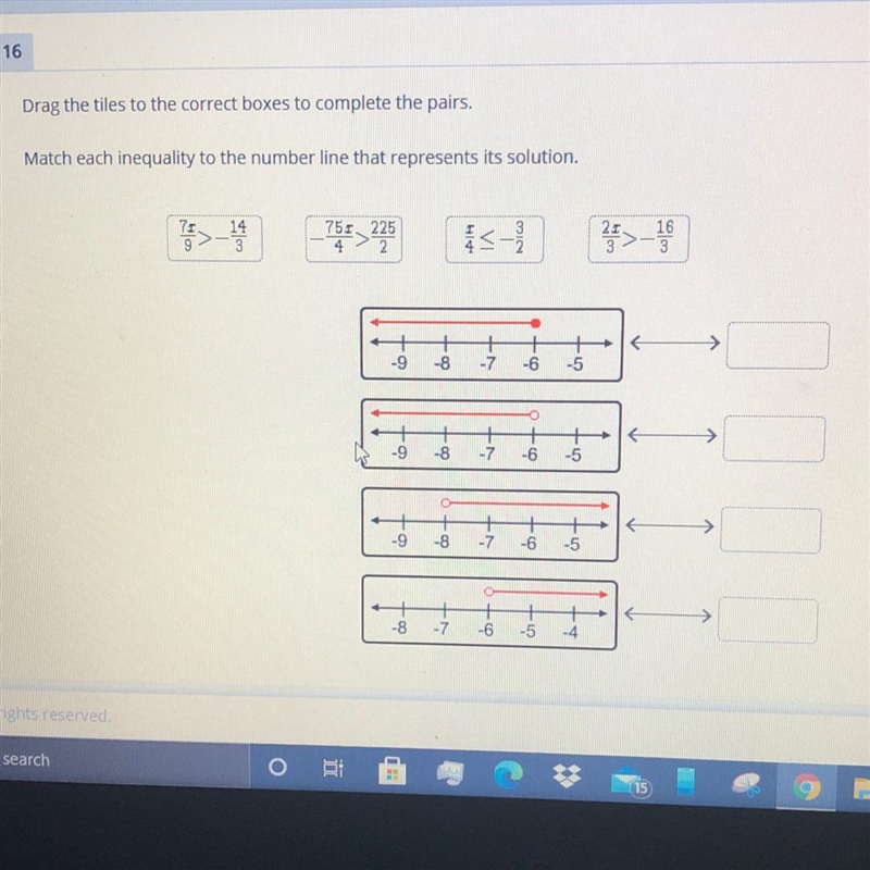 Please help! Drag the tiles to the correct boxes to complete the pairs...-example-1