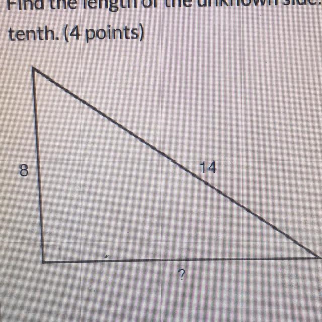 Find the length of the unknown side. Round your answer to the nearest tenth. A. 14.0 B-example-1