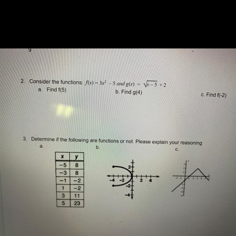 3. Determine if the following are functions or not. Please explain your reasoning-example-1