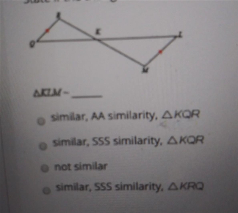 state of the triangles in each pair are similar. If so State how you know they are-example-1