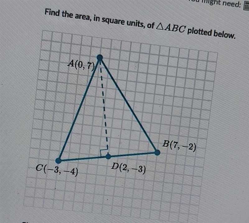 Find the area, in square units, of ️ABC​-example-1