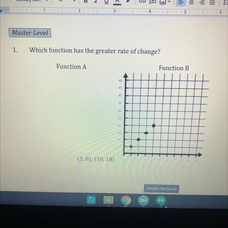 HELP QUICK which function has the greater rate of change-example-1