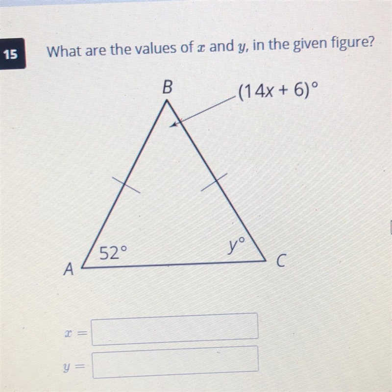 What are the values of x and y. In the given figure?-example-1