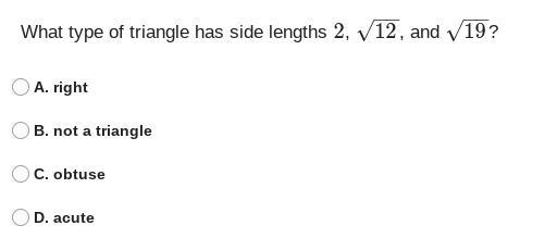 What type of triangle has these side lengths-example-1