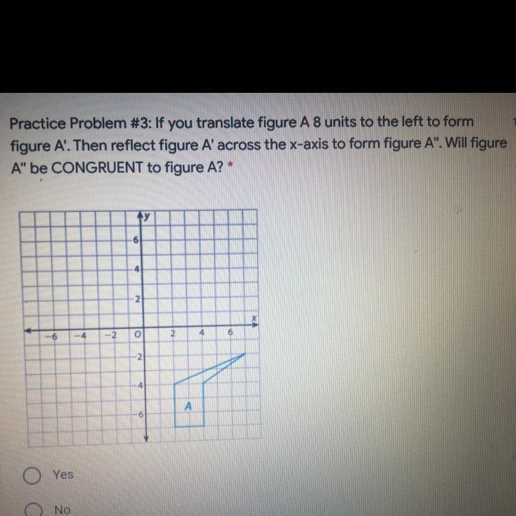 Practice Problem #3: If you translate figure A 8 units to the left to form figure-example-1