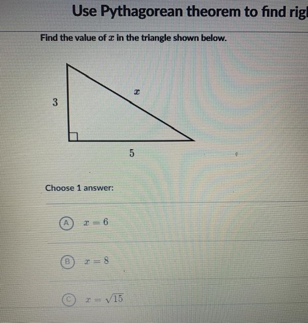 Find the value of x in the triangle shown below.-example-1