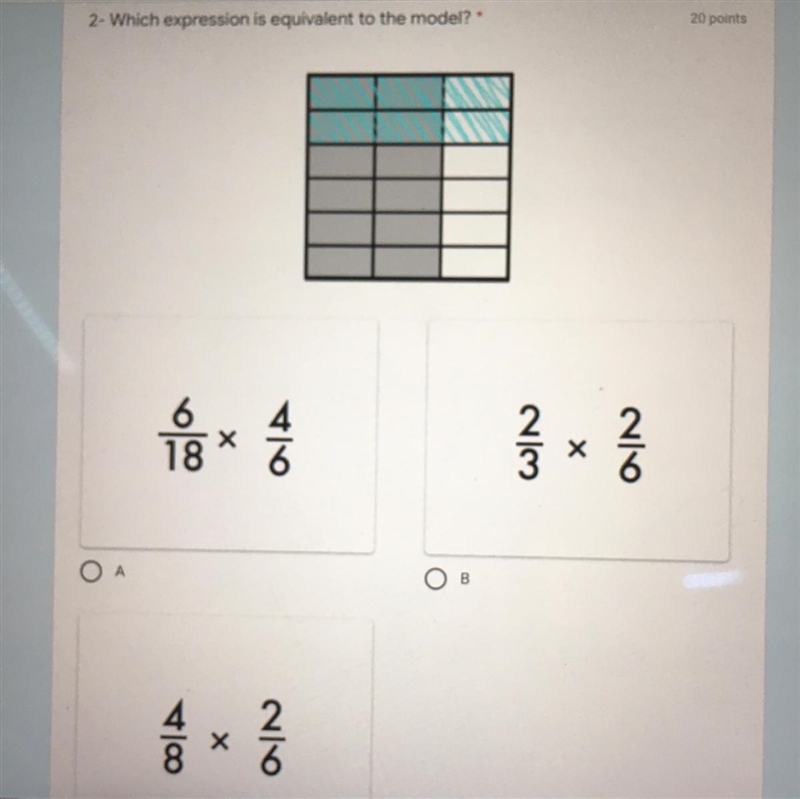 Which expression is equivalent to the model? (look in attached image)-example-1