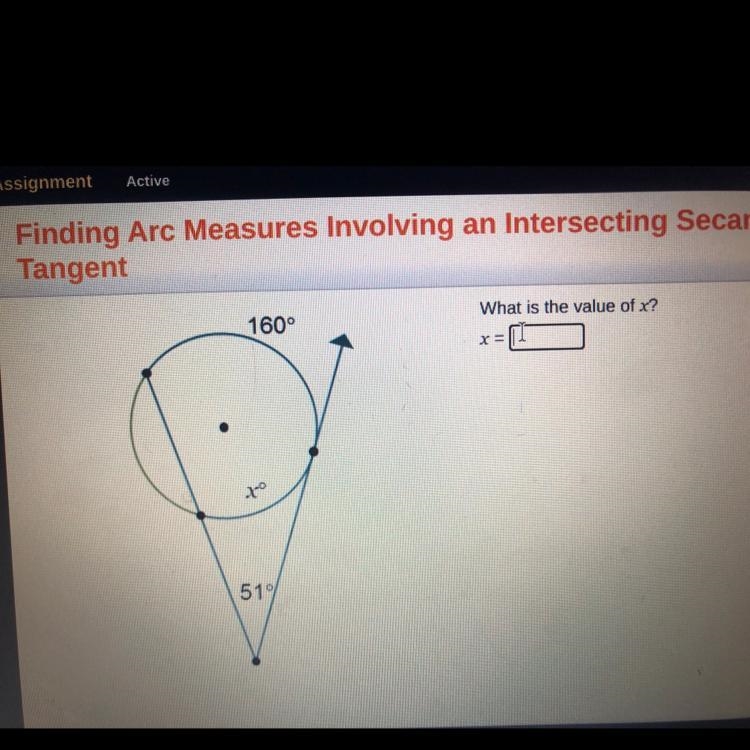 What is the value of x? 160° x = 519-example-1