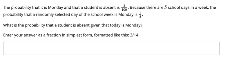 Unit 6. 2) Please help. What is the probability that a student is absent given that-example-1