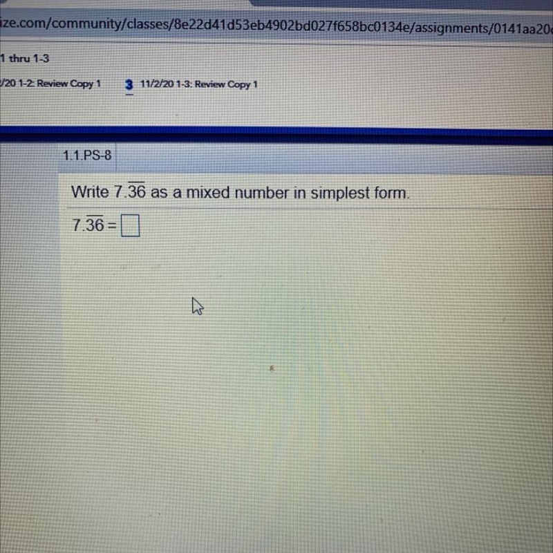 Write 7.36 as a mixed number in simplest form.-example-1