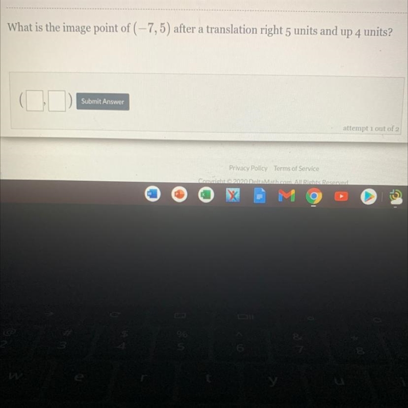 What is the image point of (-7,5) after a translation right 5 units and up 4 units-example-1