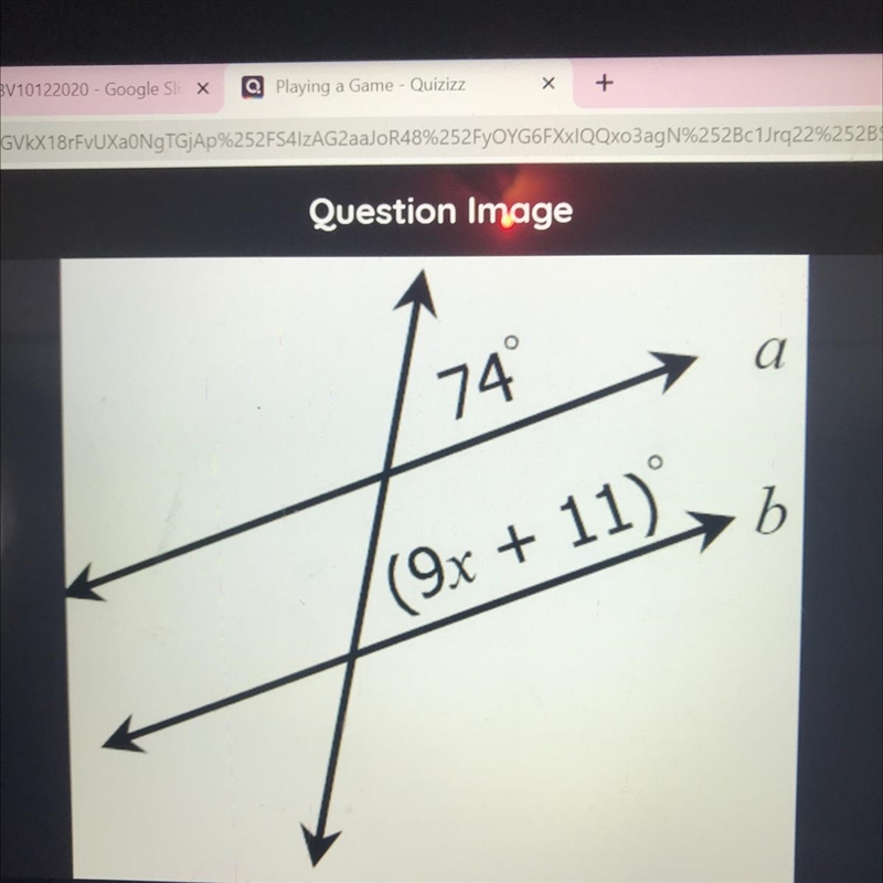 What is the value of x? A.9.4 B)7 C)-9.4 D)-7-example-1