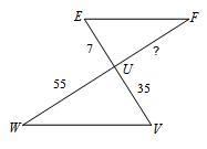 Please ΔEFU ~ ΔVWU. Find the length of UF.-example-1