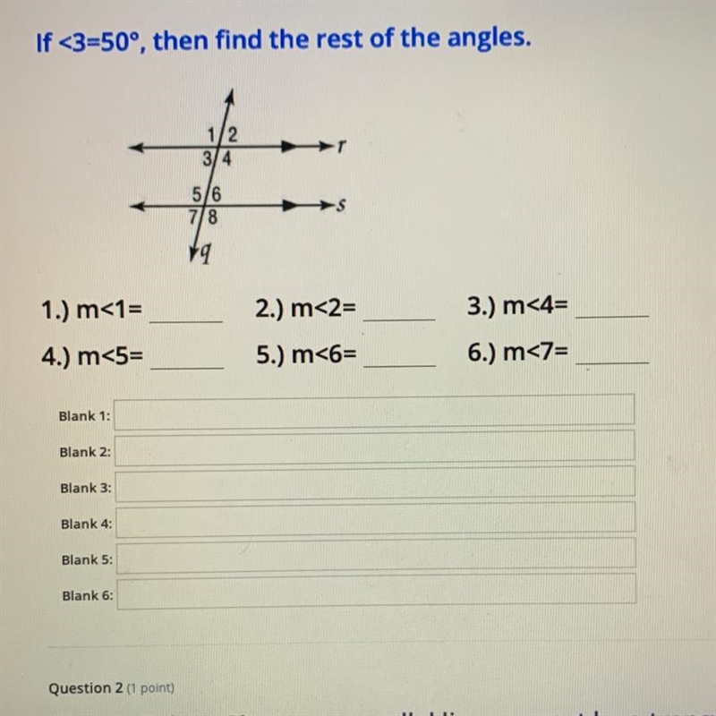 If <3=50, then find the rest of the angles-example-1