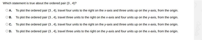 Which statement is true about the ordered pair (3 , 4)?-example-1