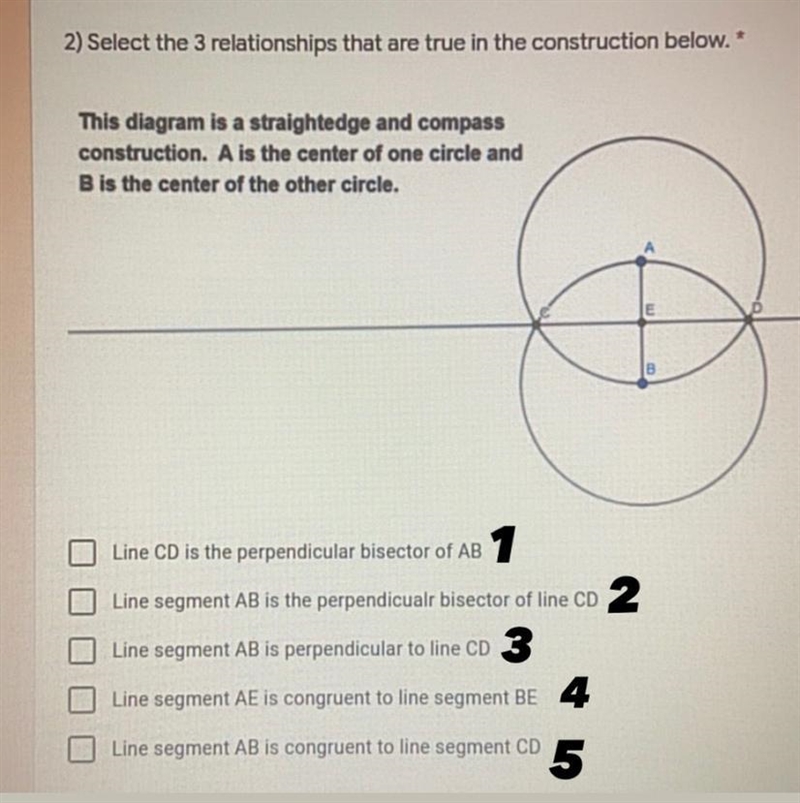 Which 3 relationships are true in the construction below?-example-1