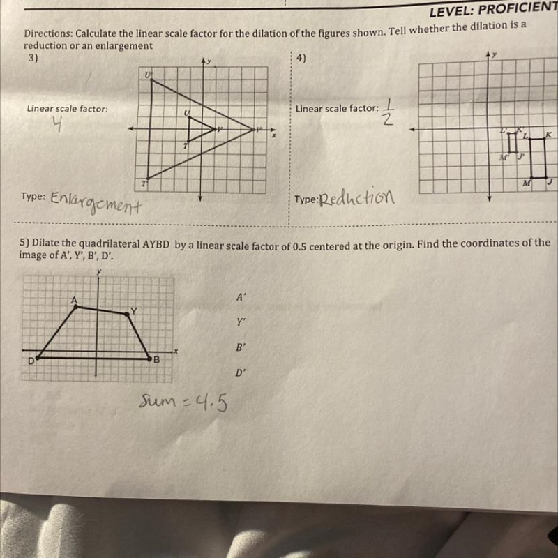 I need help with #5!! the sum is 4.5 but i don’t know a, y, B, or d. PLZ ANSWERRR-example-1