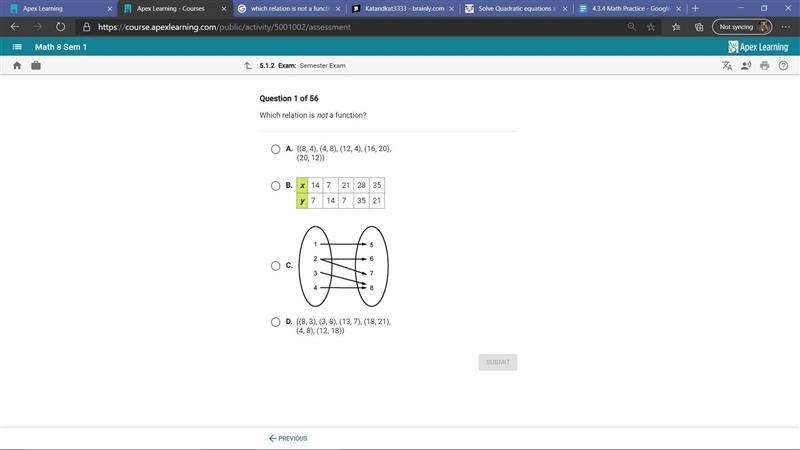 Which relation is not a function?-example-1