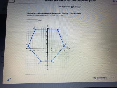 Find the approximate perimeter of polygon CODIFYCODIFYC, O, D, I, F, Y plotted below-example-1