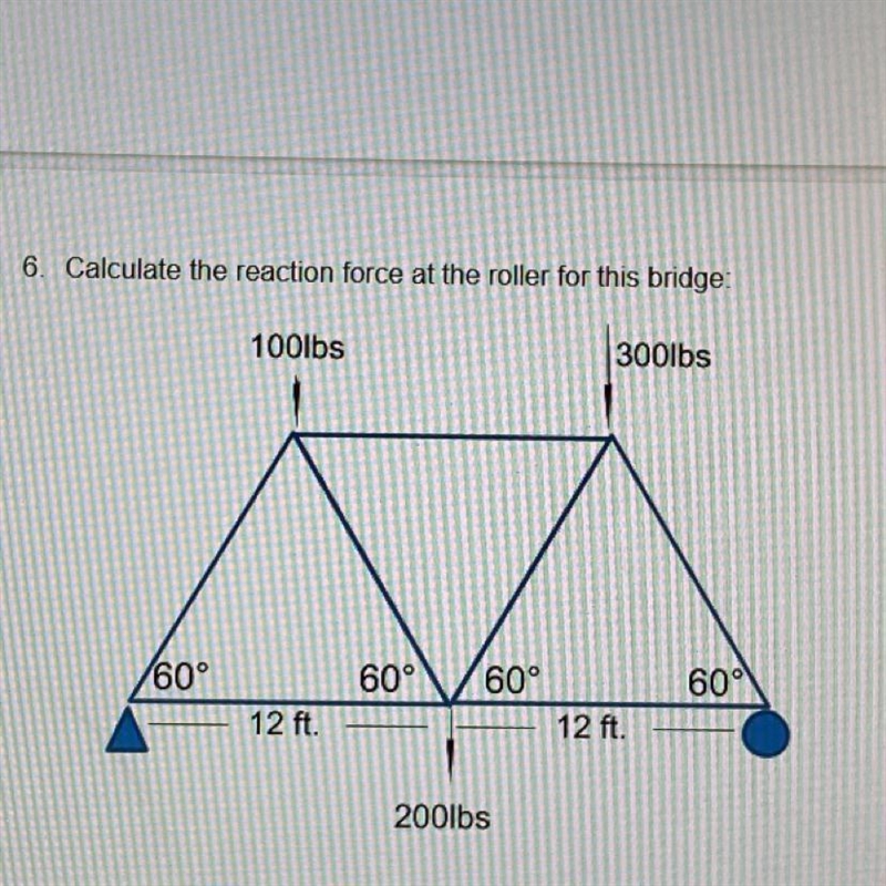 Hurry!!! Calculate the reaction force at the roller for this bridge.-example-1