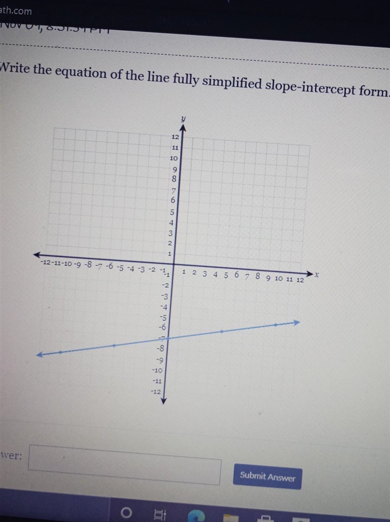 Write the equation of the line fully simplified slope-intercept form​-example-1