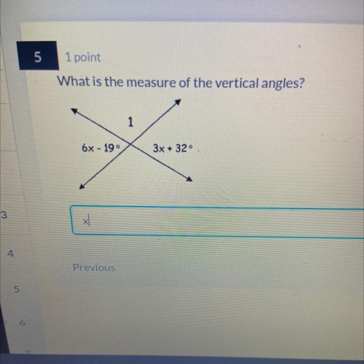 What is the measure of the vertical angles? 6x - 199 3x + 32-example-1