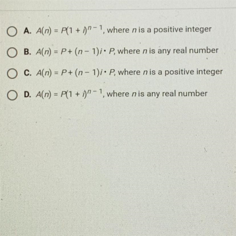 Select the function that represents the simple interest formula.-example-1