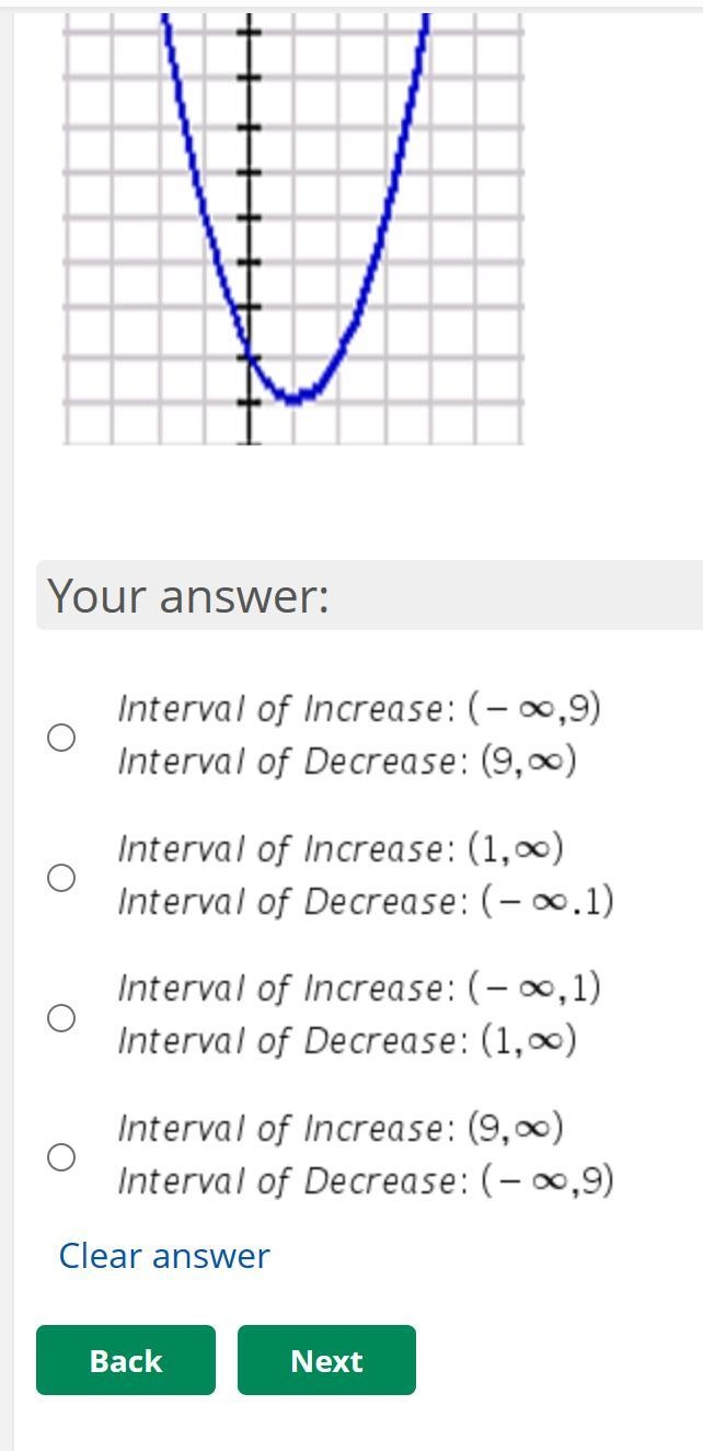 How do i find the interval of increase and decrease on a graph? i've tried everything-example-2