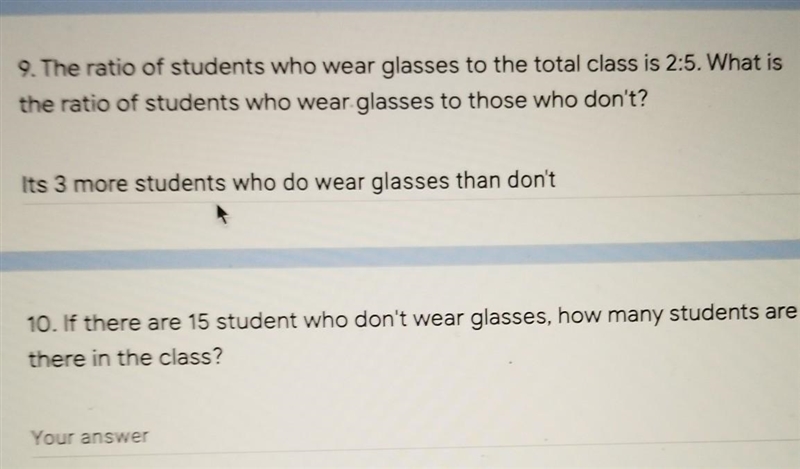 (its part b to question 9 ) If there are 15 students who don't wear glasses how many-example-1