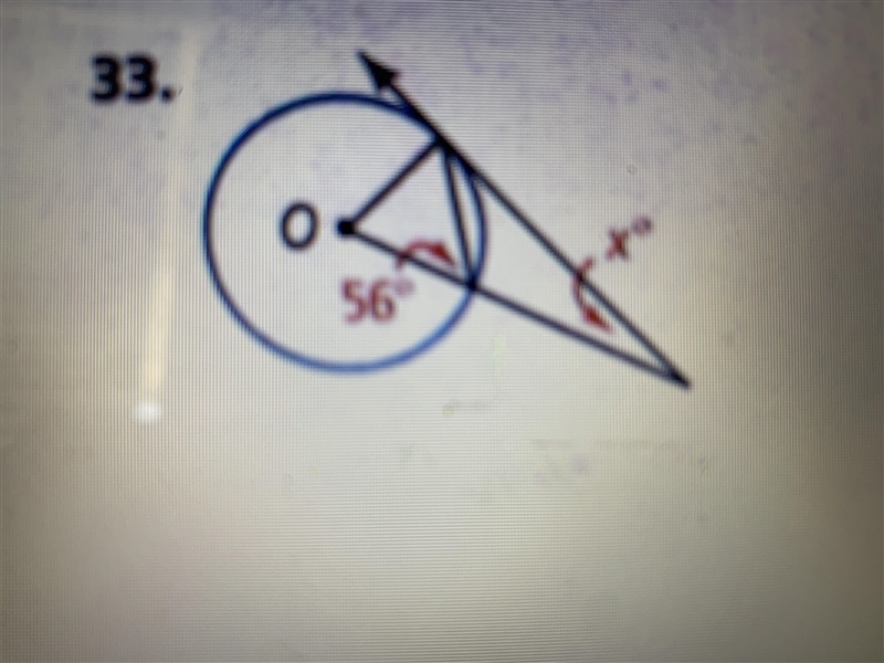 Lines that appear tangent are tangent. What is the value of x?-example-1