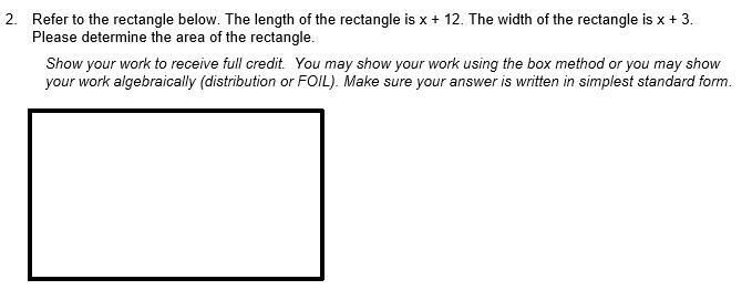 1. Refer to the rectangle below. The length of the rectangle is x + 12. The width-example-1