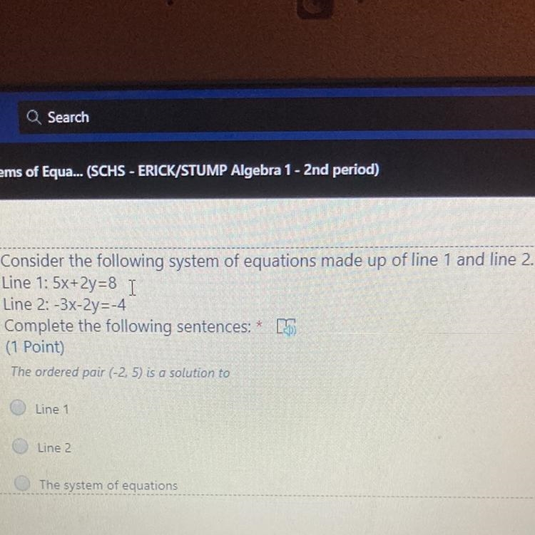 Line 1, Line 2 ,or the systems of equations-example-1